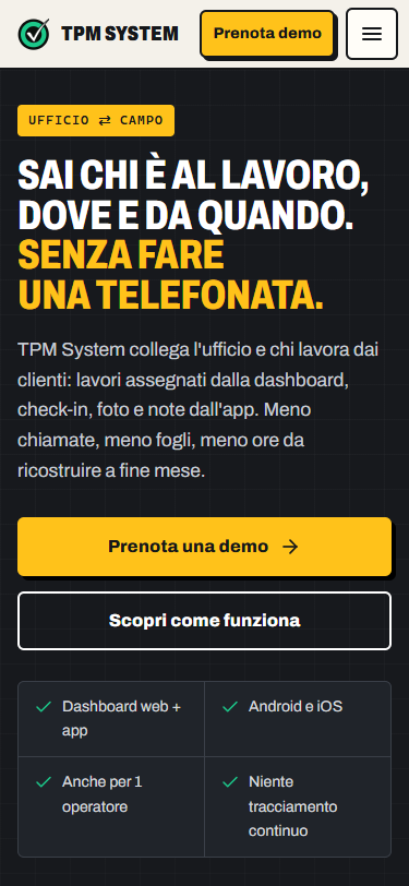 Concept B su smartphone, primo schermo